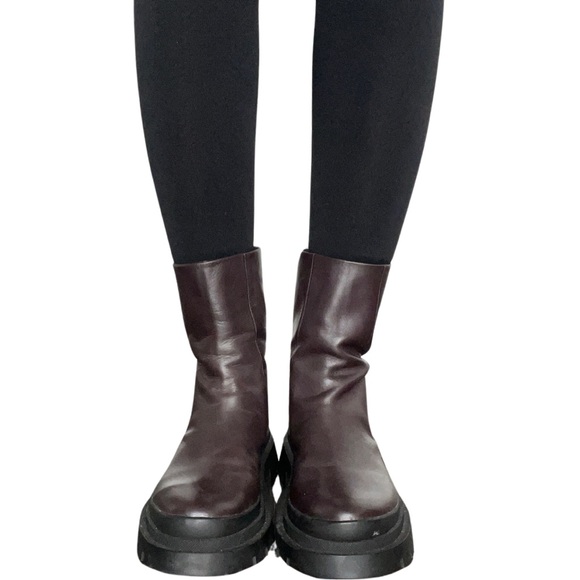 STEVE MADDEN BROWN PLATFORM ANKLE BOOTS WITH ZIPPER BACK - Picture 4 of 12